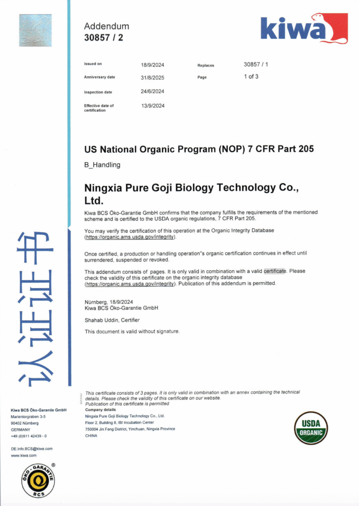 chứng nhận táo đỏ hữu cơ