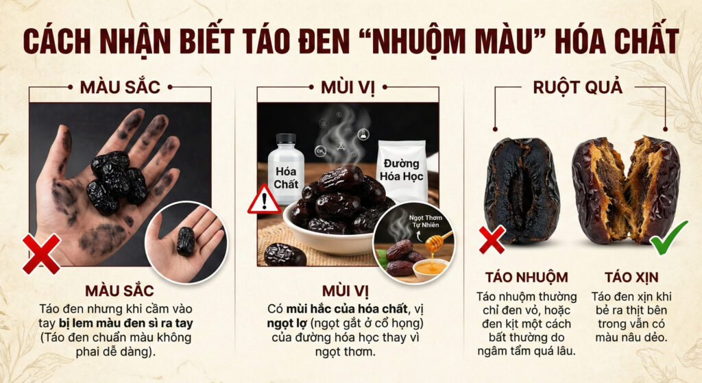 cách nhận biết táo đen kém chất lượng